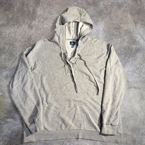 JAG Gray Lace Up Hoodie Sweatshirt Mens Large Casual Minimalist Athleisure